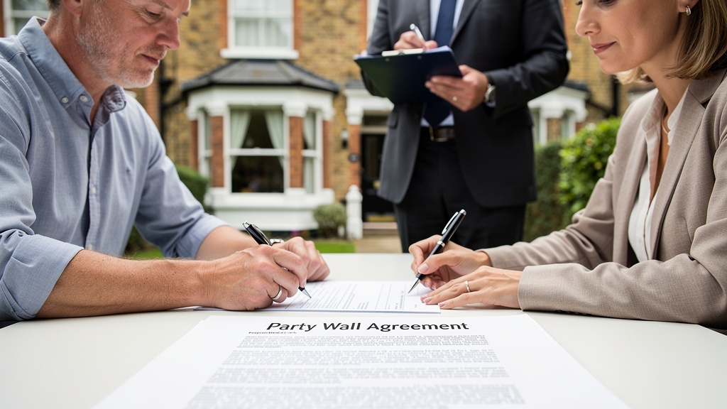 Party wall agreement being signed by neighbours in London